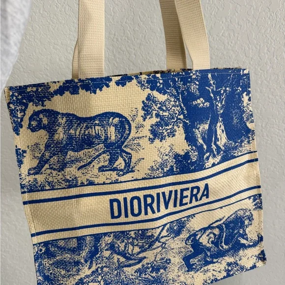 Dior Blue and Cream Canvas Tote (GWP) - Picture 2 of 4